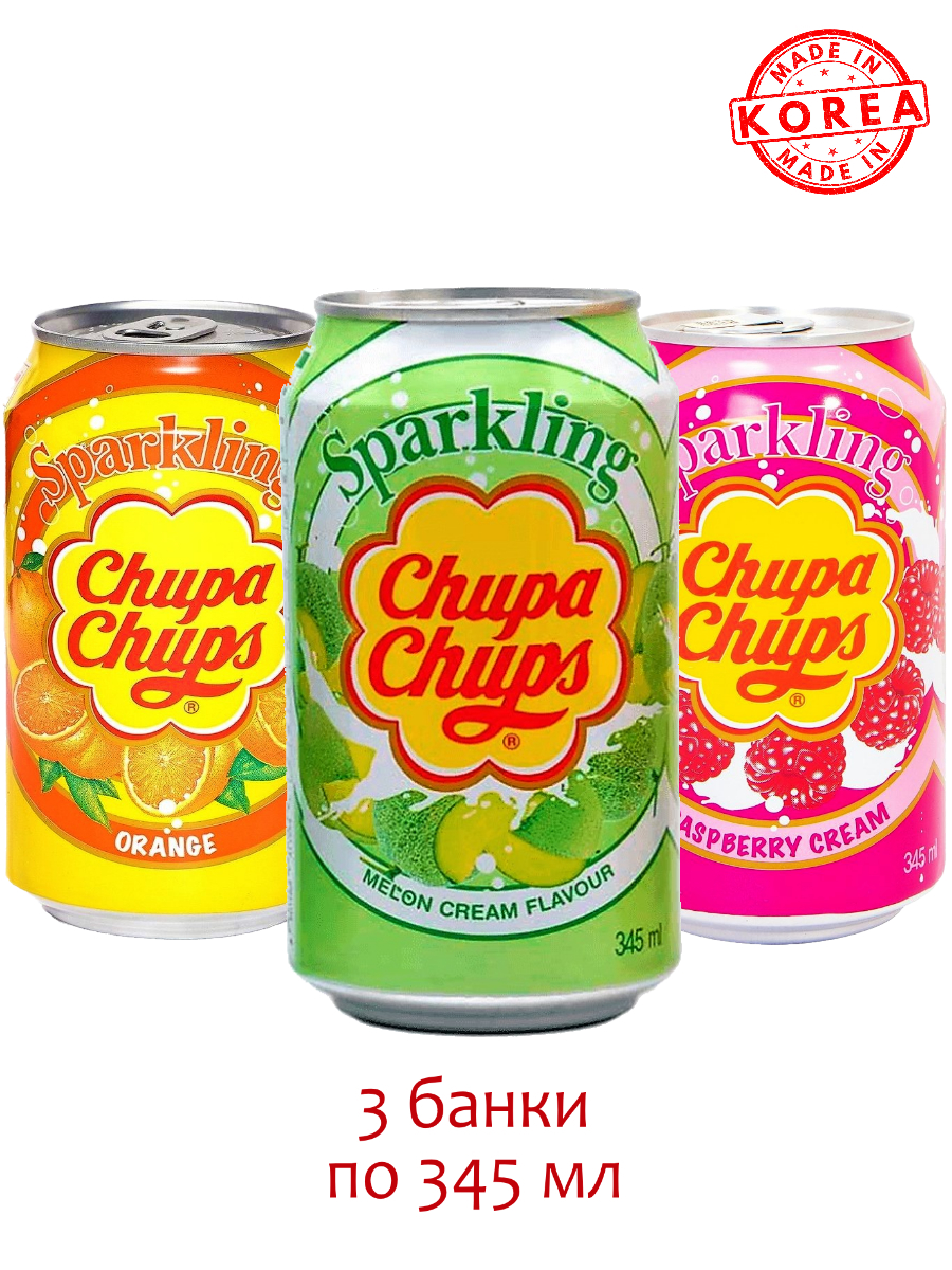 Набор напитков Chupa Chups Малина Дыня Апельсин, 3 шт по 0,345 л