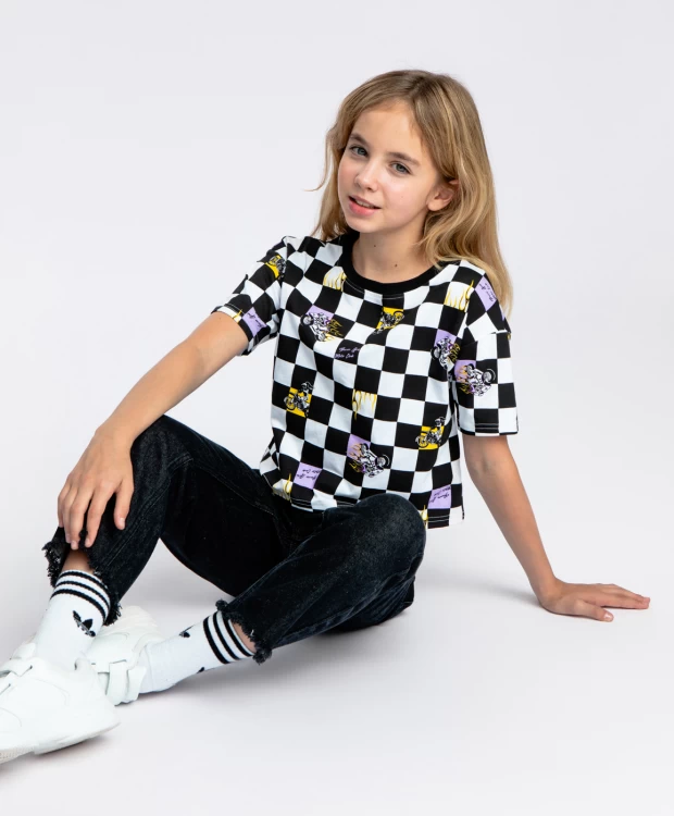 

Футболка детская Button Blue 223BBGJC12030002, черно-белый, 146, Белый;черный, 223BBGJC12030002