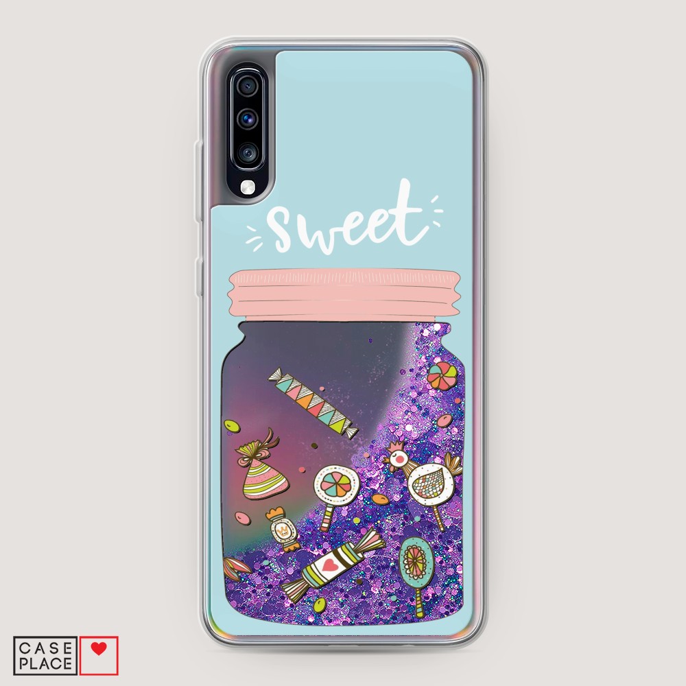 

Жидкий чехол с блестками "Конфетки в банке" на Samsung Galaxy A70, 28192-1