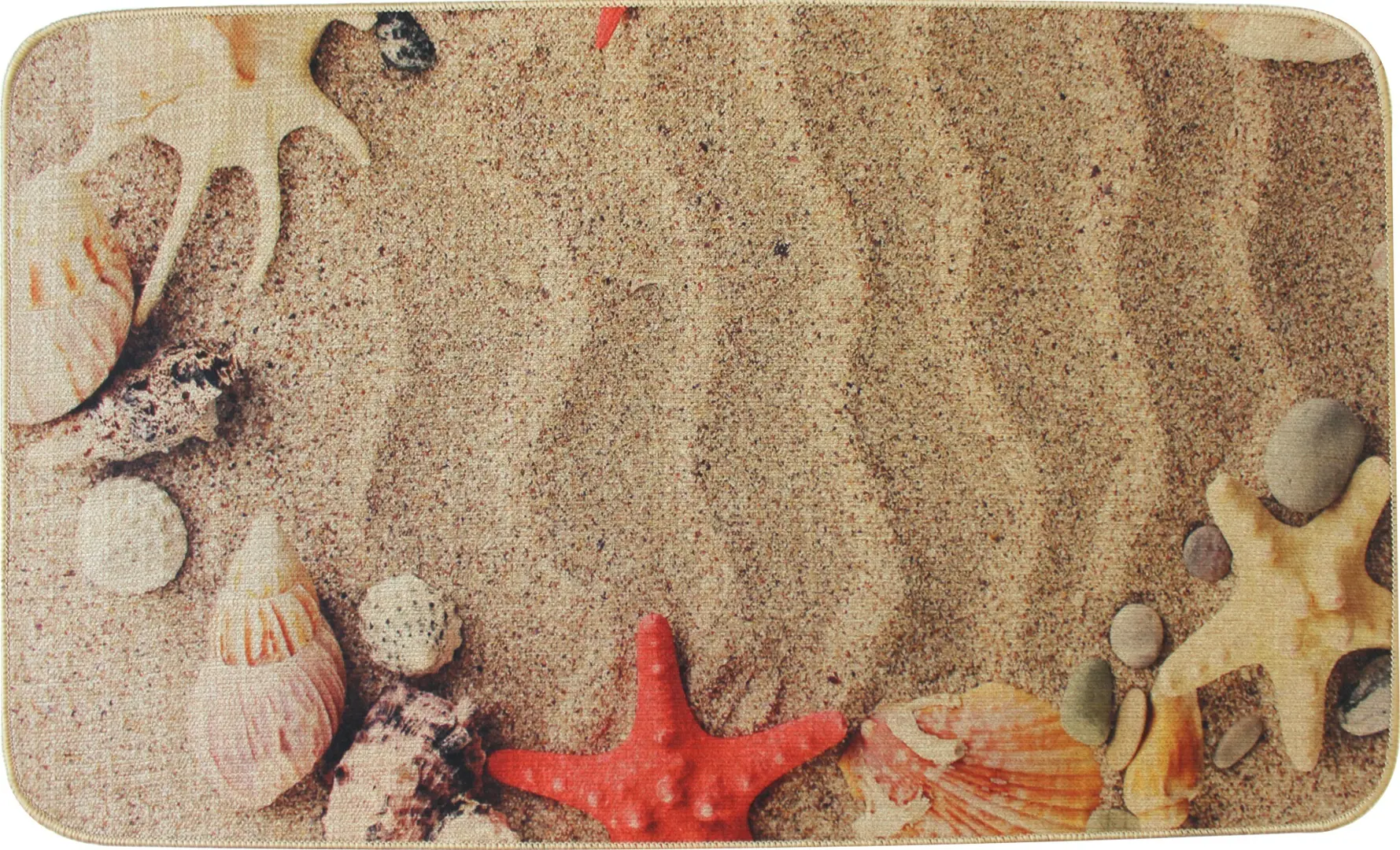 Коврик для ванной комнаты Аквалиния Пляж 45х75 см цвет песочный