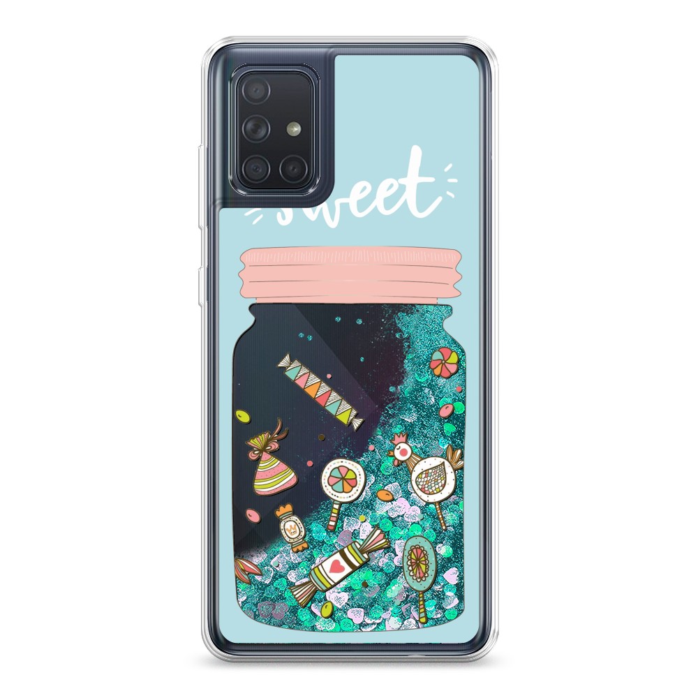 

Жидкий чехол с блестками "Конфетки в банке" на Samsung Galaxy A71, 29095-1