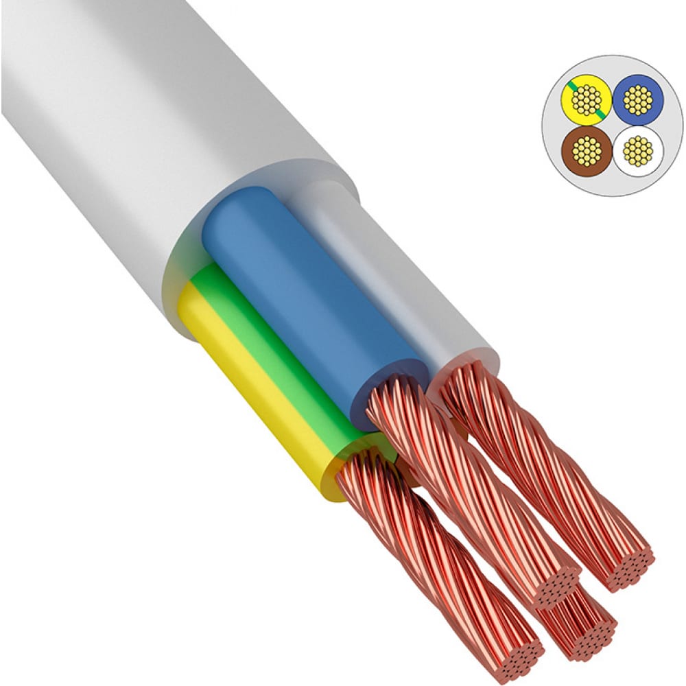 фото Провод пвс ккз 4х1,5 кв.мм 100 м белый гост 01-8206-1