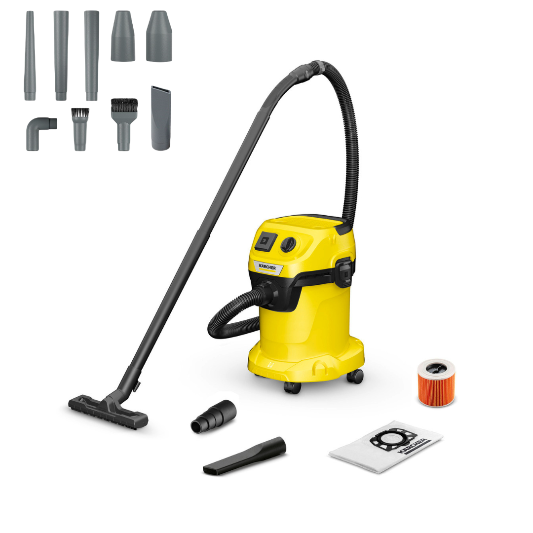 Пылесос с розеткой Karcher WD 3 P V-17/4/20+набор мини-насадок для труднодоступных мест