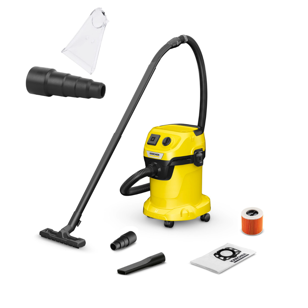 Пылесос с розеткой Karcher WD 3 P V-17/4/20+узкая насадка для химчистки, переходник 5 ст