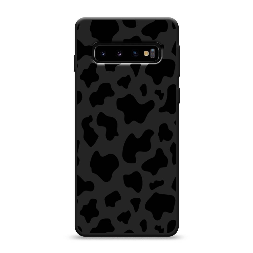 фото Матовый силиконовый чехол "пятна коровы черные" на samsung galaxy s10 awog