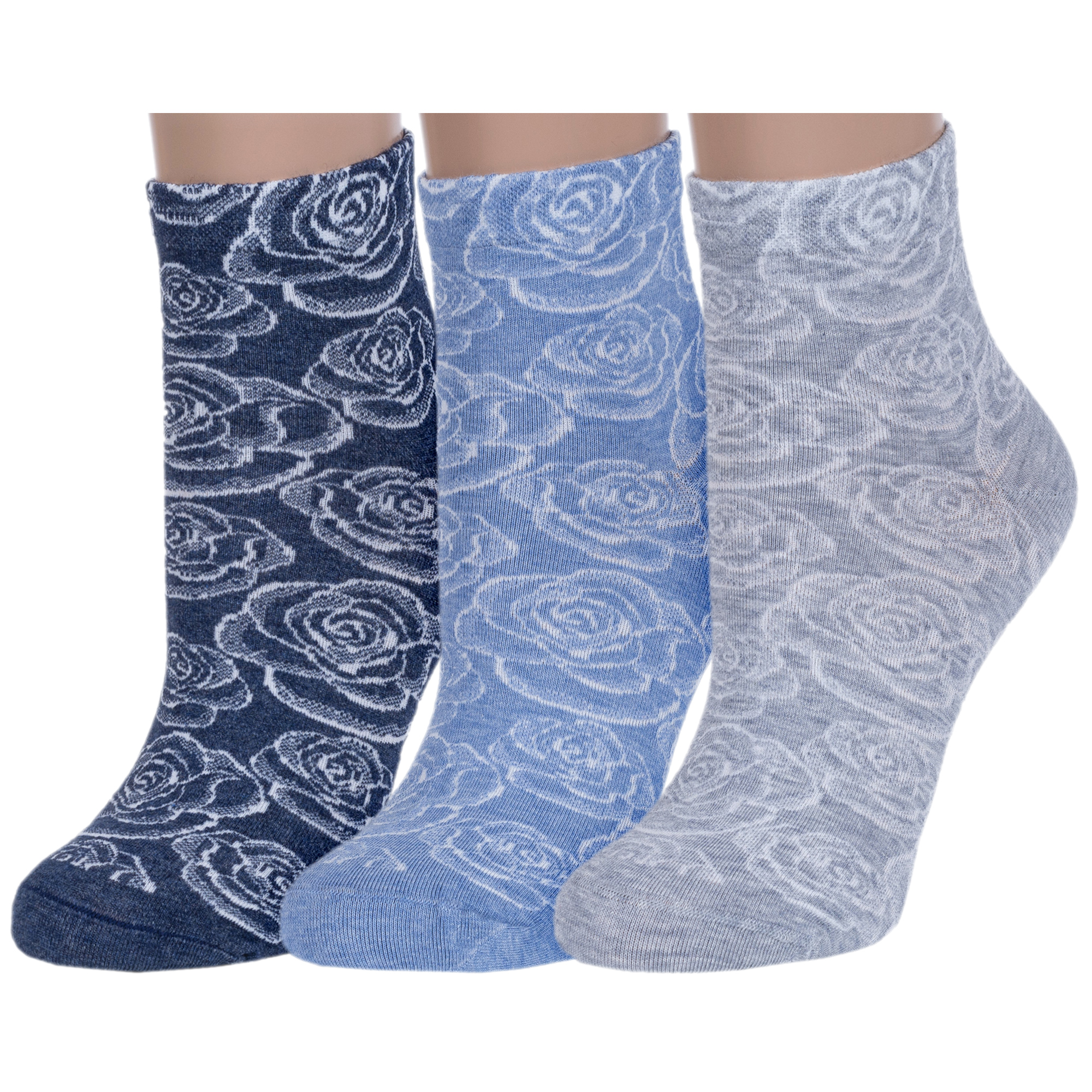 Комплект носков женских Rusocks 3-Ж-1526 синих; серых 23-25