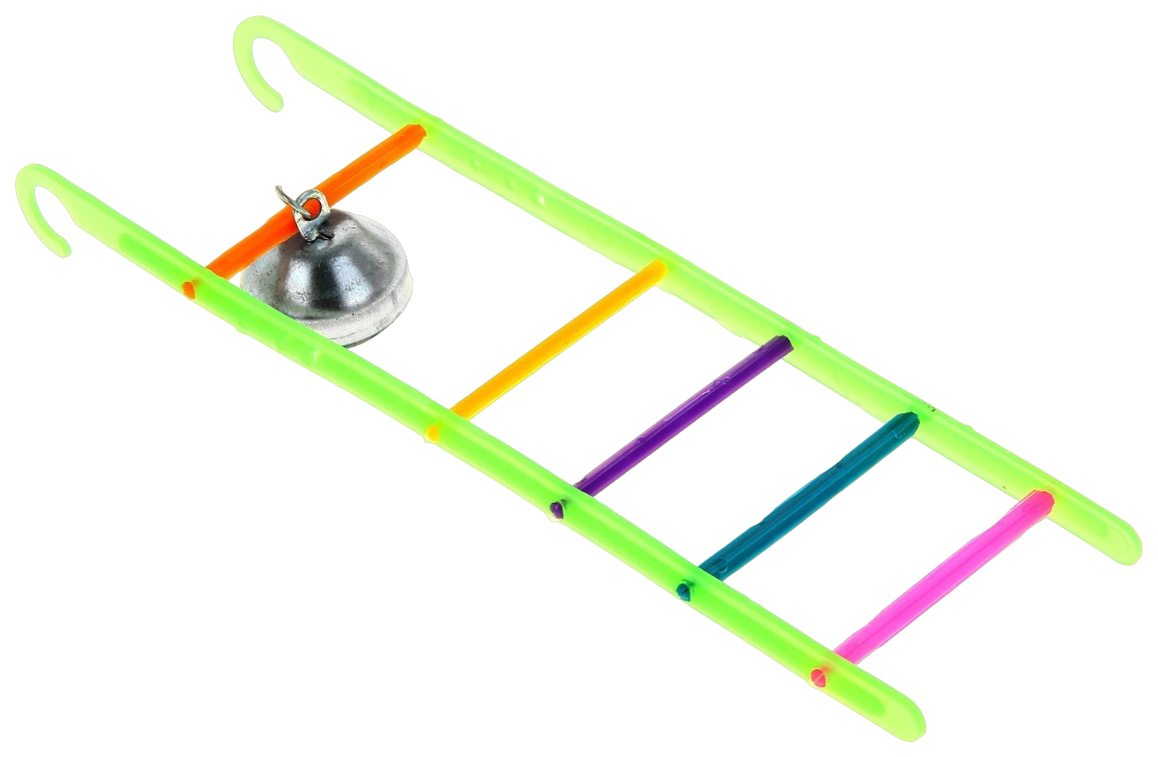Игрушка для птиц Бриллиант Лестница, с колокольчиком, микс, разноцветная, 1 шт