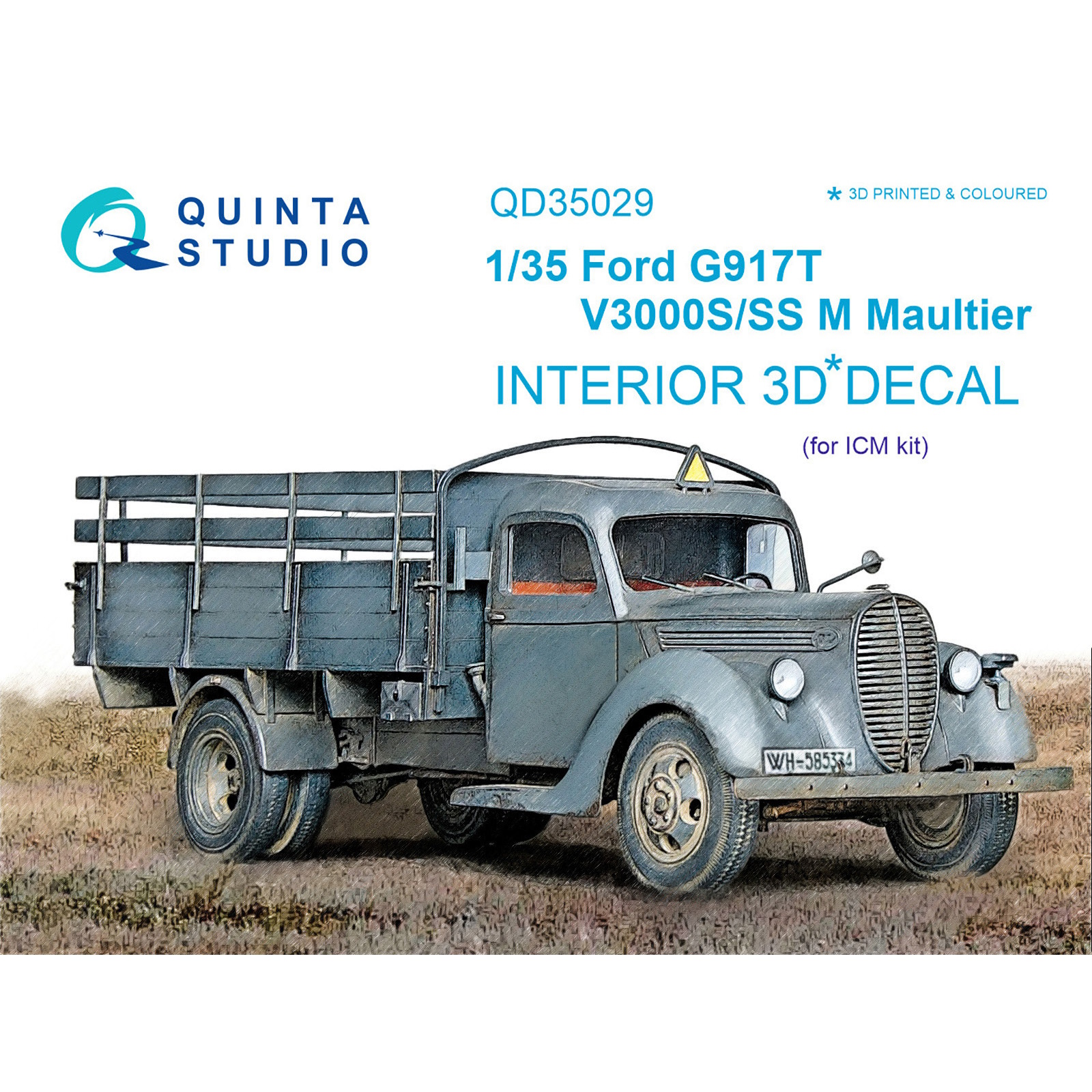 

QD35029 3D Декаль интерьера кабины Ford G917T / v3000s для модели ICM, Цветной