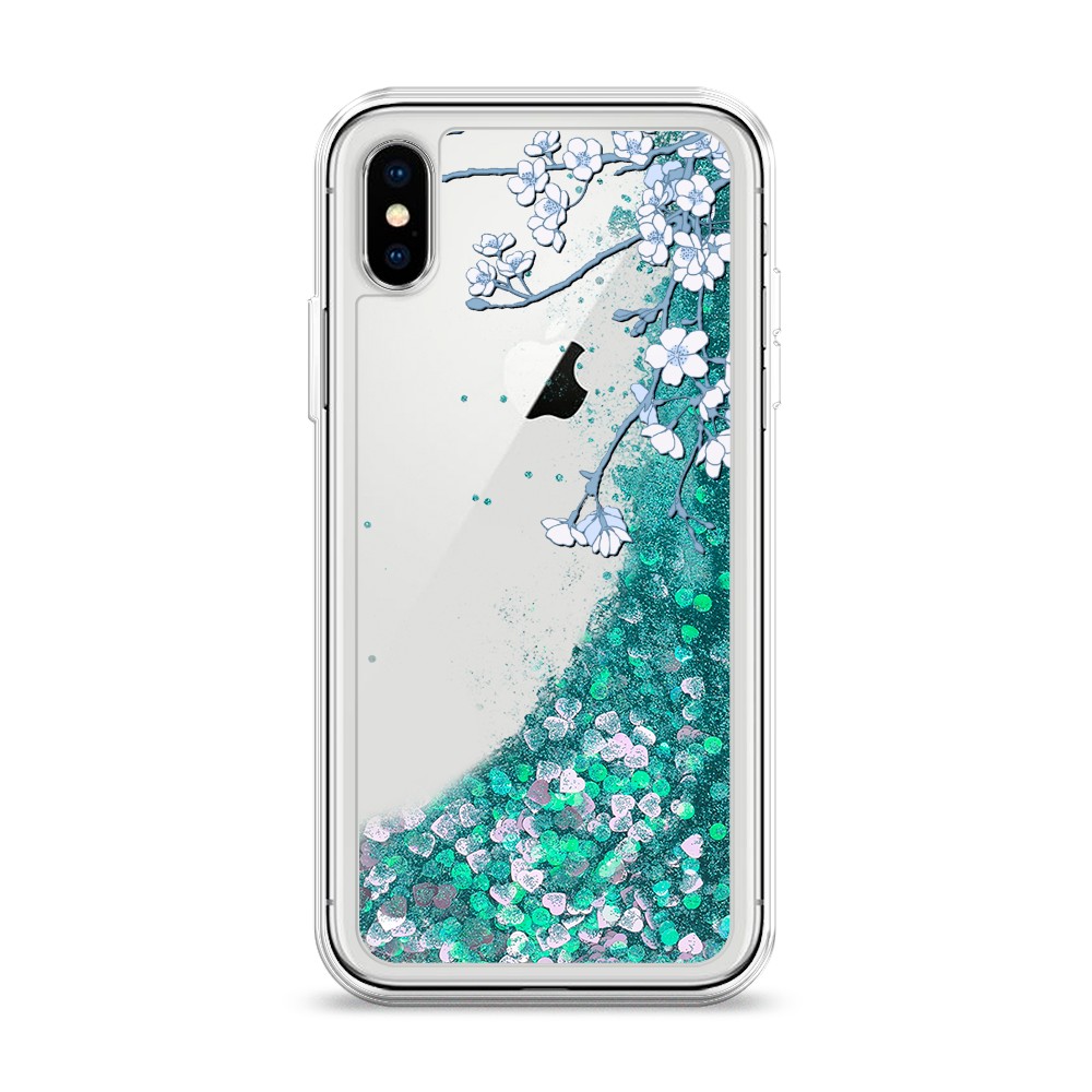 

Жидкий чехол с блестками "Цветочная фантазия 3" на Apple iPhone XS (10S), 11895-1