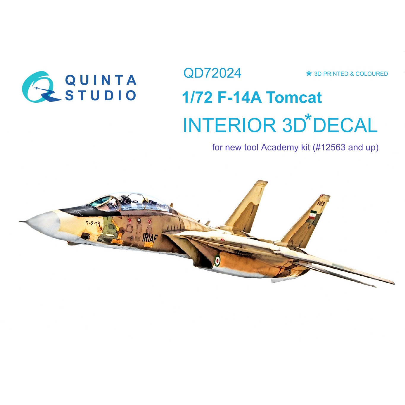 QD72024 3D Декаль интерьера кабины F-14A для модели Academy