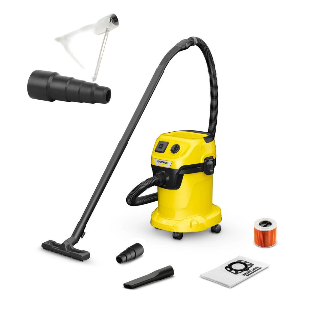 

Пылесос с розеткой Karcher WD 3 P V-17/4/20+широкая насадка для химчистки, переходник 5ст, WD 3 P V-17/4/20+комплект IVAHAVI