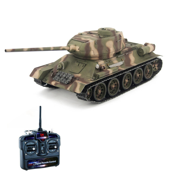 Радиоуправляемый танк Taigen Т-34/85 СССР 1:16 лесной камуфляж, звук, дым V3 - AS3909-B- танк радиоуправляемый т34 работает от аккумулятора свет и звук зеленый
