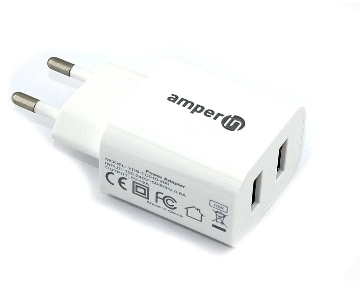 Cетевой адаптер Amperin 5V/2A 2USB (YDS-TC010-200)