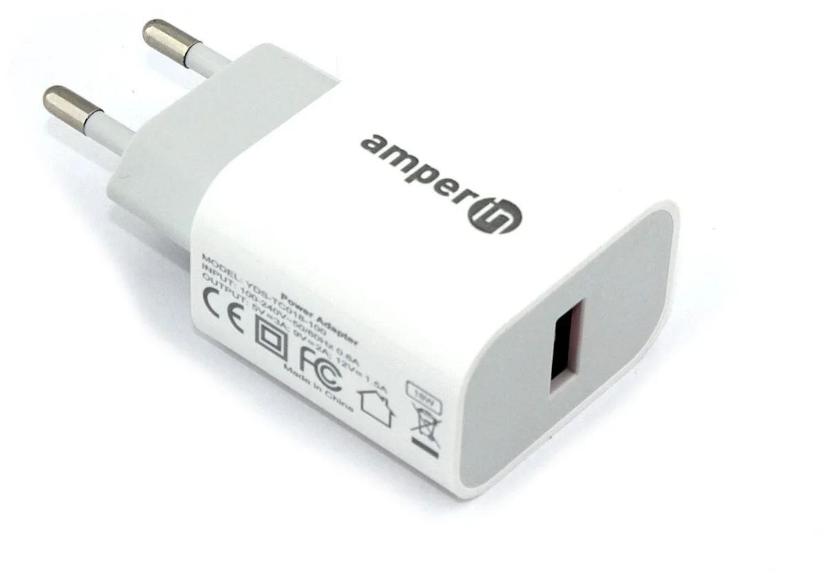 Cетевой адаптер Amperin QC 3.0 USB 5V/3A, 9V/2A, 12V/1.5A 18W (YDS-TC018-100)