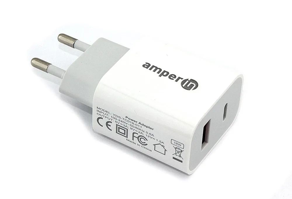 Cетевой адаптер Amperin QC 2-Port QC 3.0 USB+Type-C USB 18W (YDS-TC018-011)