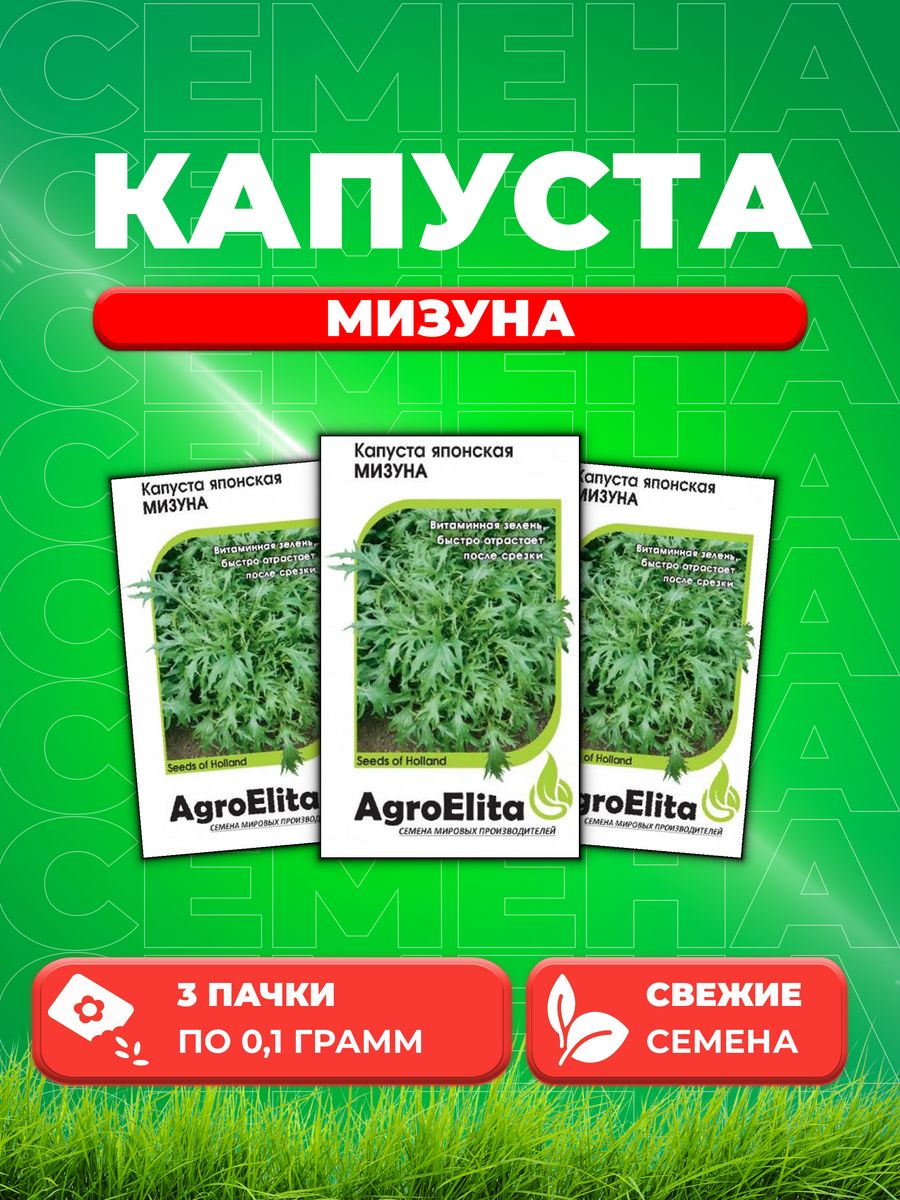 

Семена капуста японская Мизуна AgroElita 1070008014-3 3 уп.