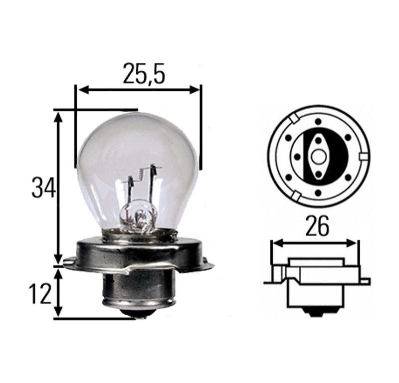 

8GA 008 899-121 лампа накаливания для мототехники S3 12V 15W P26s