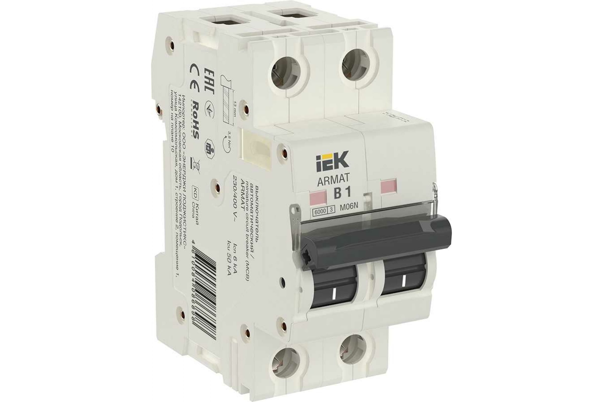 

IEK ARMAT Авт. выкл. M06N 2P B 1А AR-M06N-2-B001