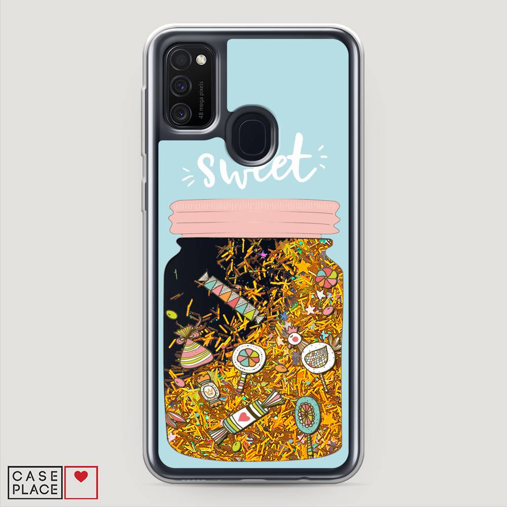 

Жидкий чехол с блестками "Конфетки в банке" на Samsung Galaxy M21, 29790-1