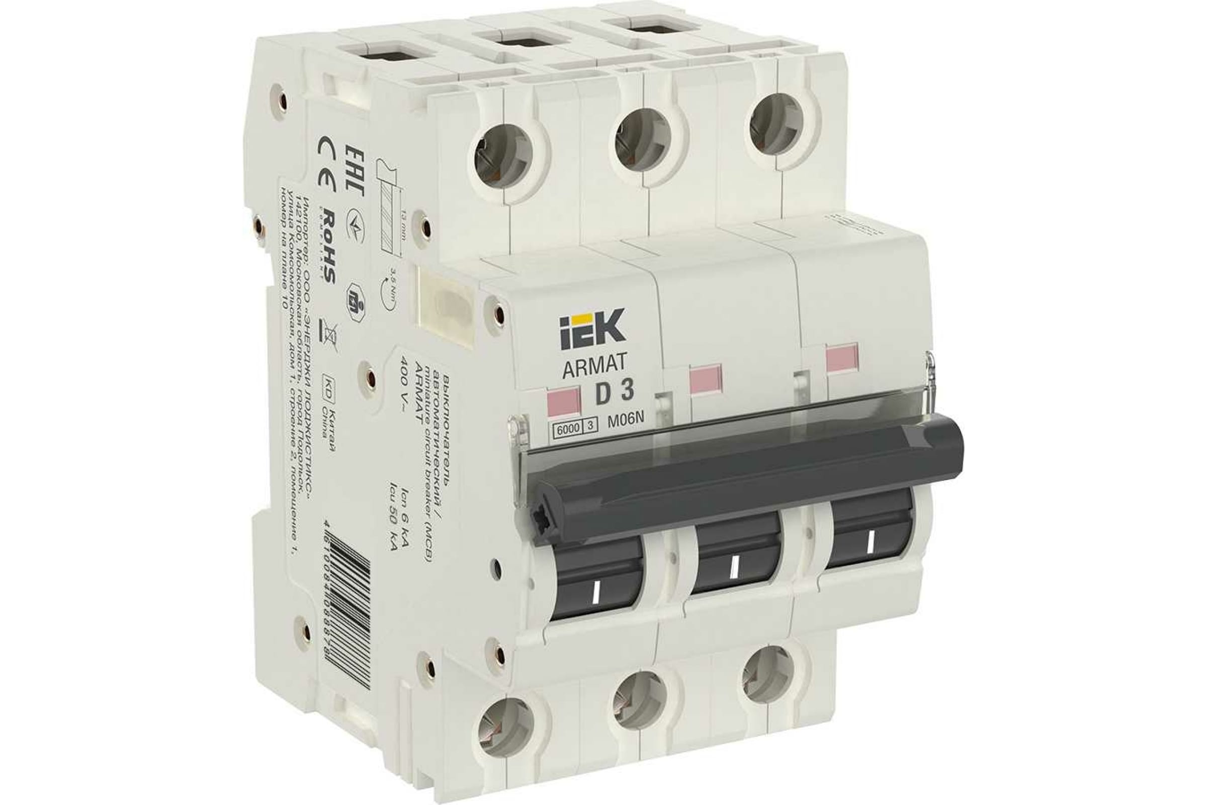 

IEK ARMAT Авт. выкл. M06N 3P D 3А AR-M06N-3-D003
