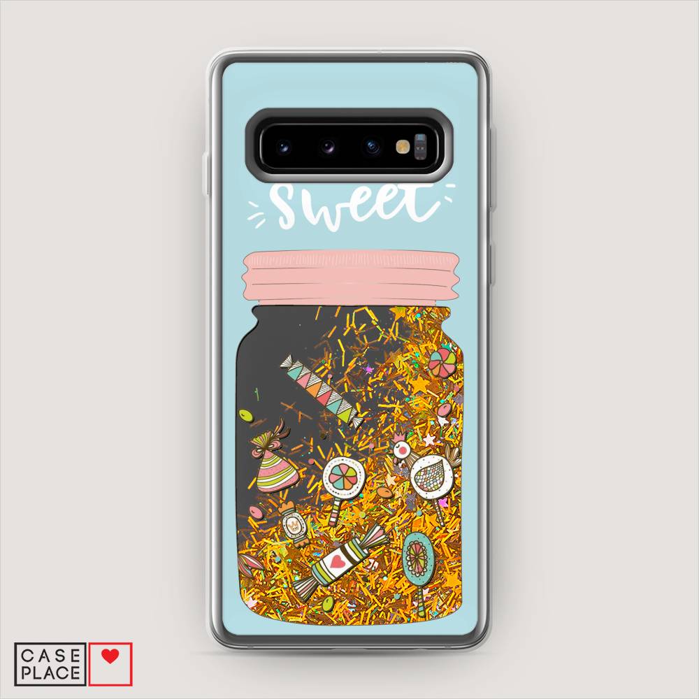 

Жидкий чехол с блестками "Конфетки в банке" на Samsung Galaxy S10 +, 27190-1