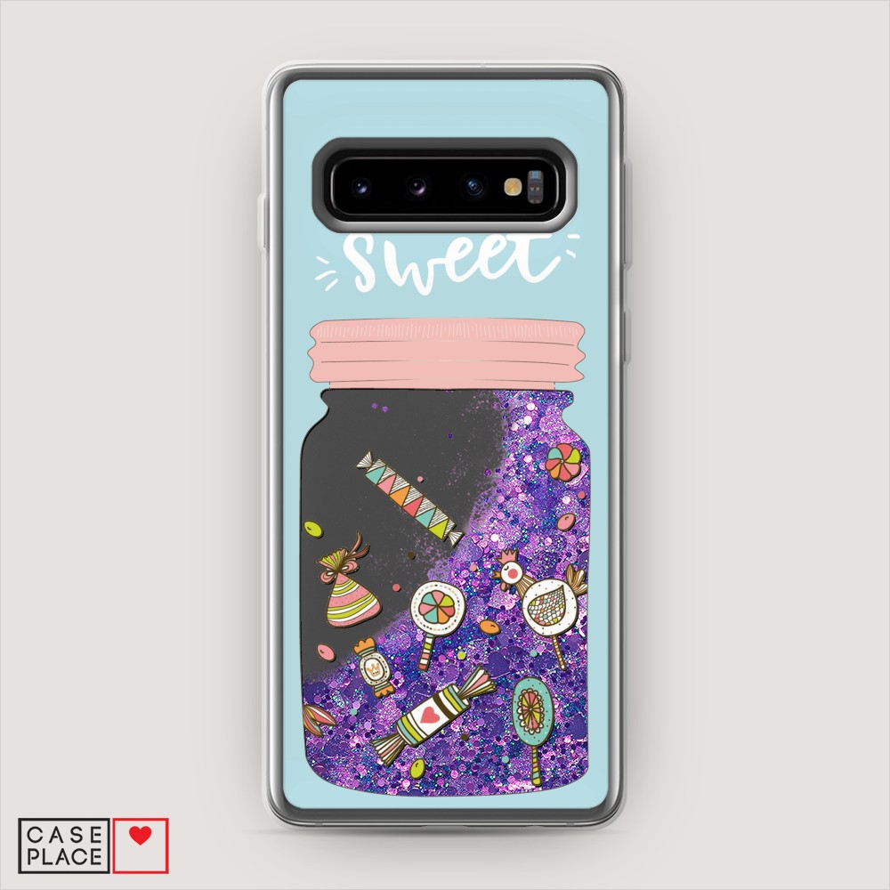 

Жидкий чехол с блестками "Конфетки в банке" на Samsung Galaxy S10 +, 27192-1