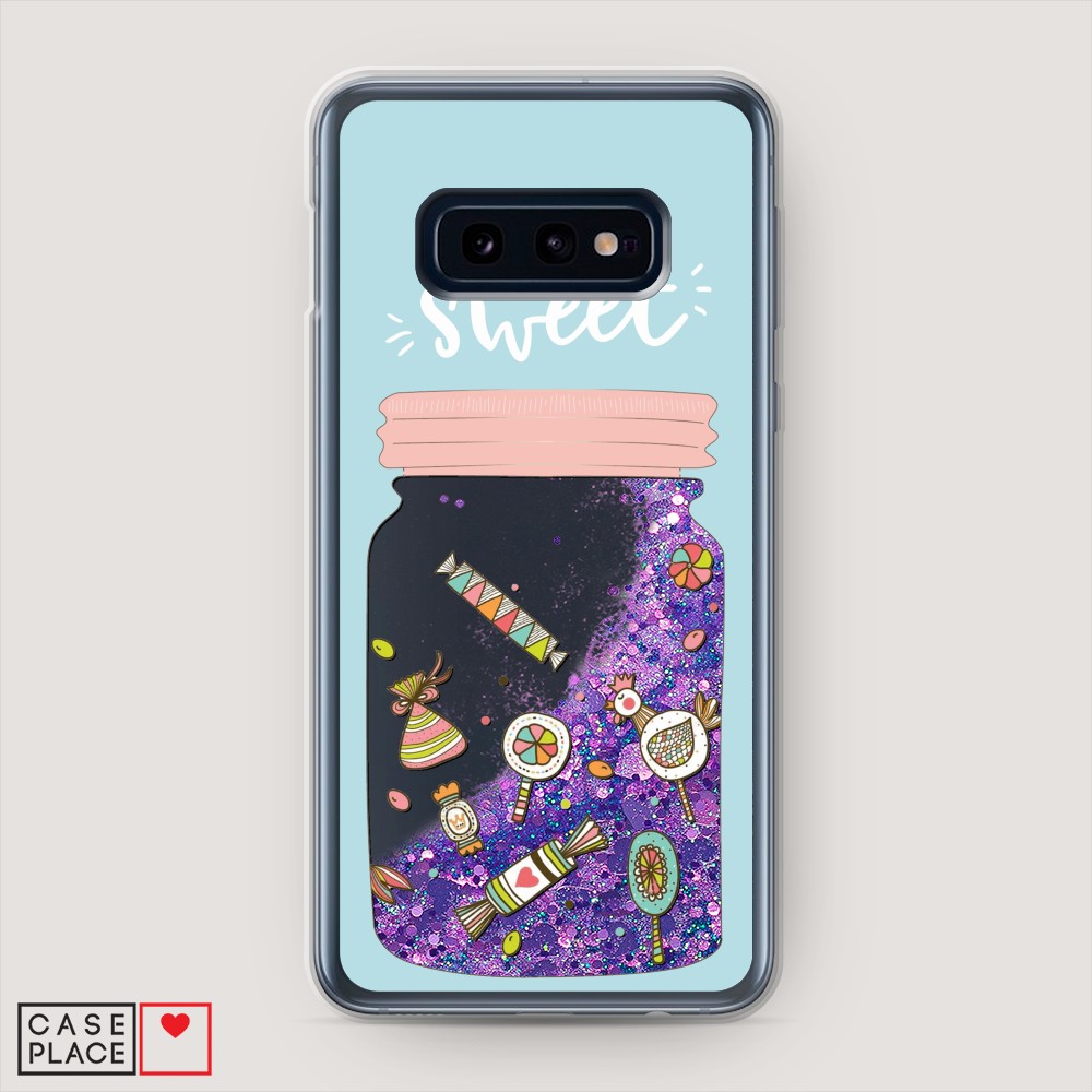 

Жидкий чехол с блестками "Конфетки в банке" на Samsung Galaxy S10E