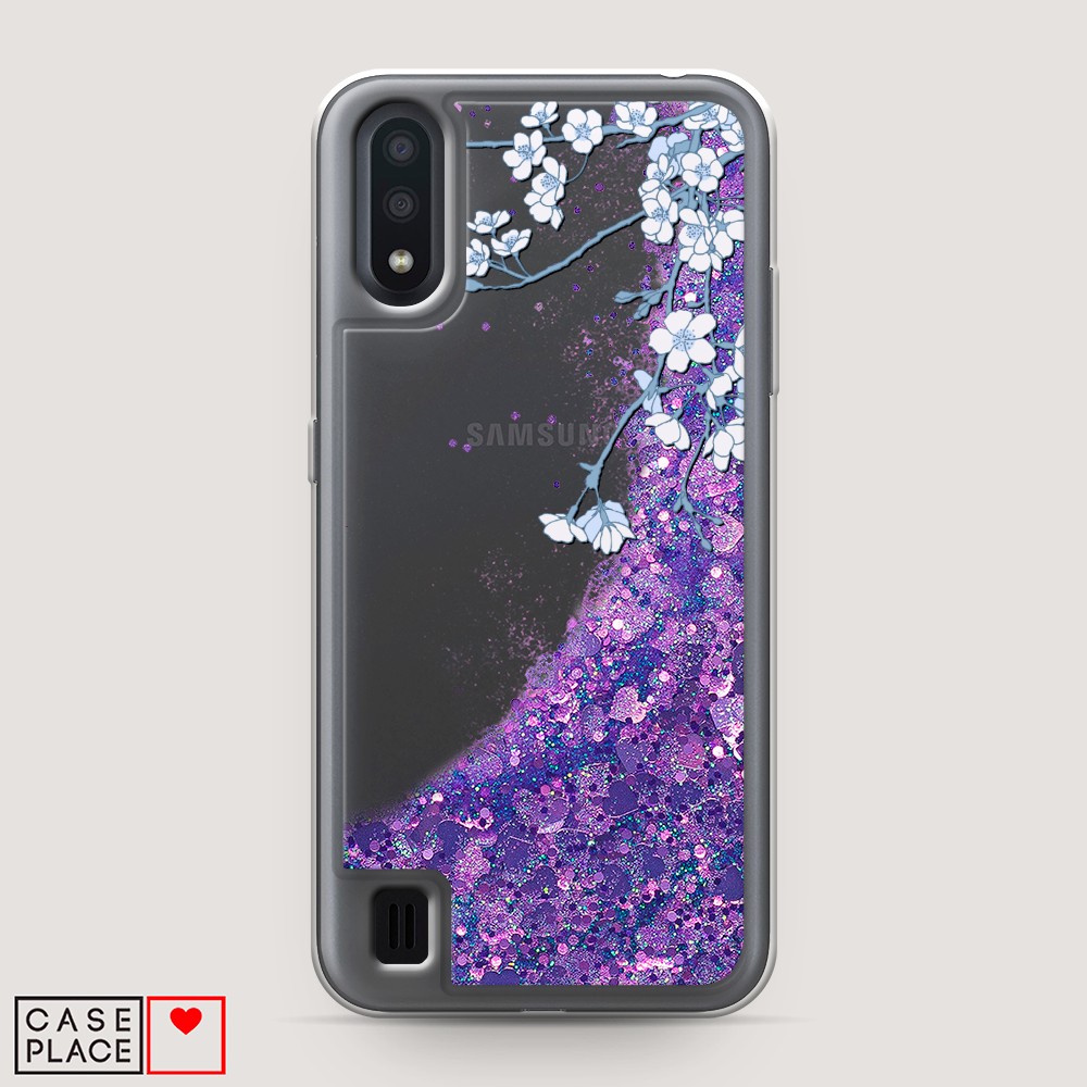 

Жидкий чехол с блестками "Цветочная фантазия 3" на Samsung Galaxy A01, 29592-1