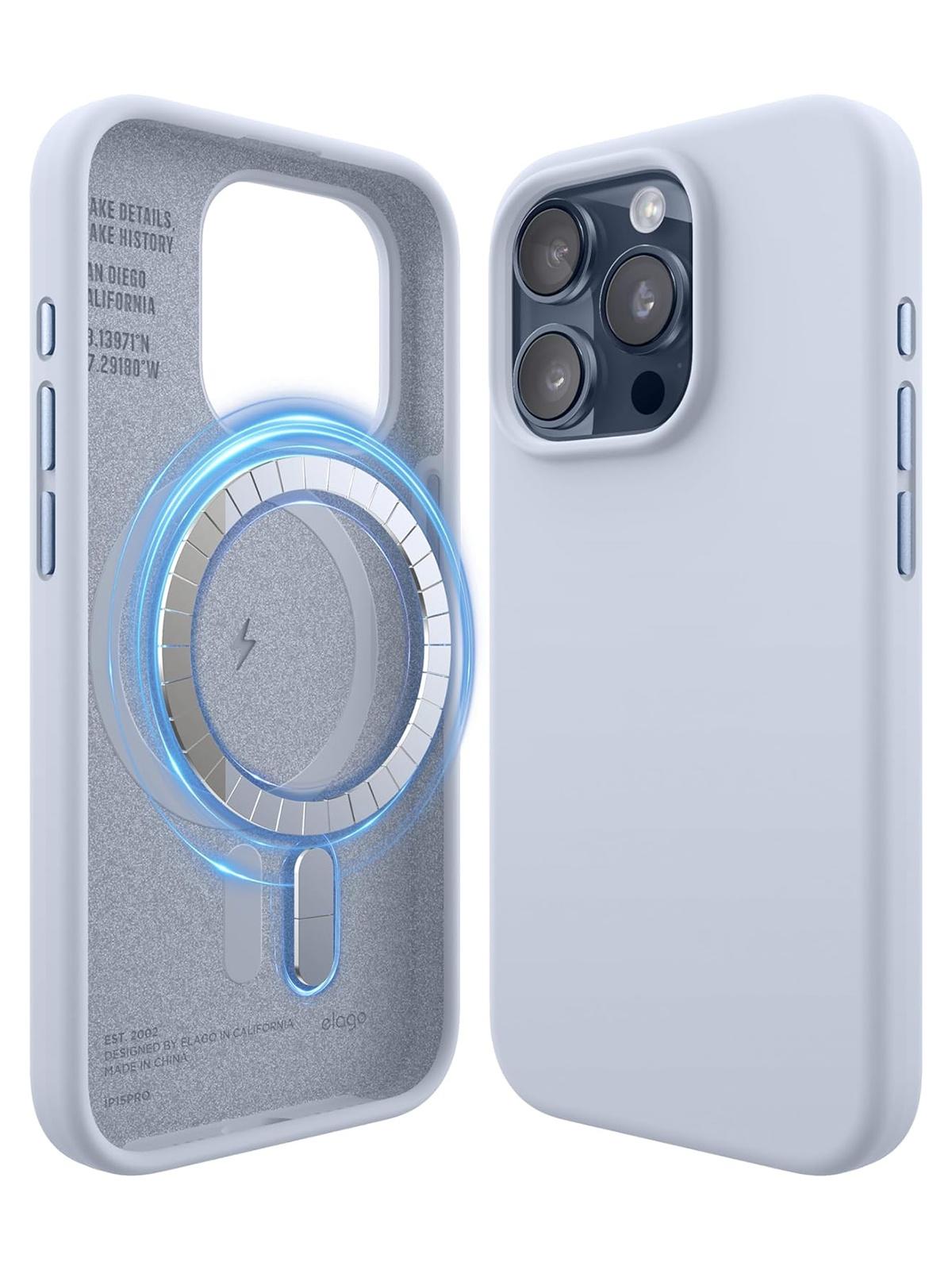 Чехол Elago для iPhone 15 Pro с MagSafe и покрытием Soft-touch голубой