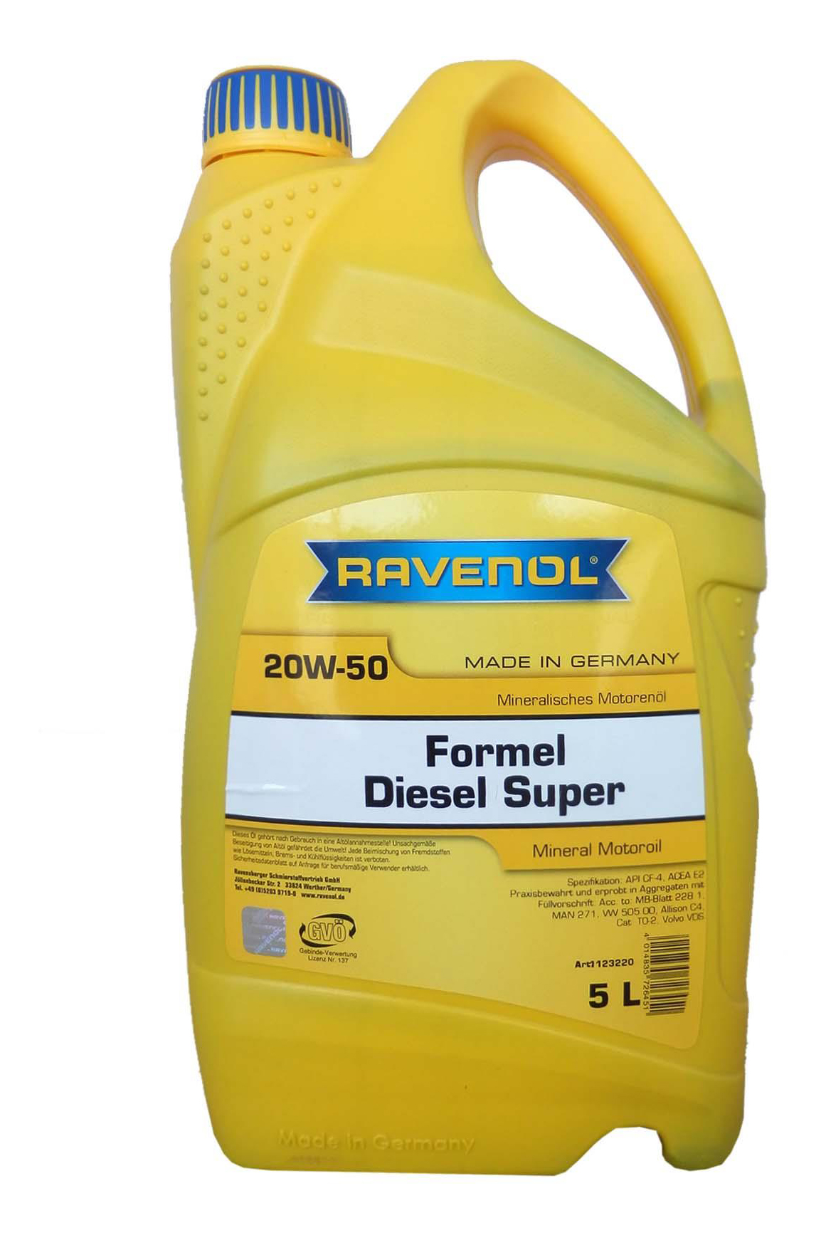 фото Моторное масло ravenol formel diesel super 20w-50 5л