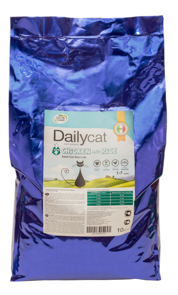 фото Сухой корм для кошек dailycat steri lite, для стерилизованных, курица и рис, 10кг