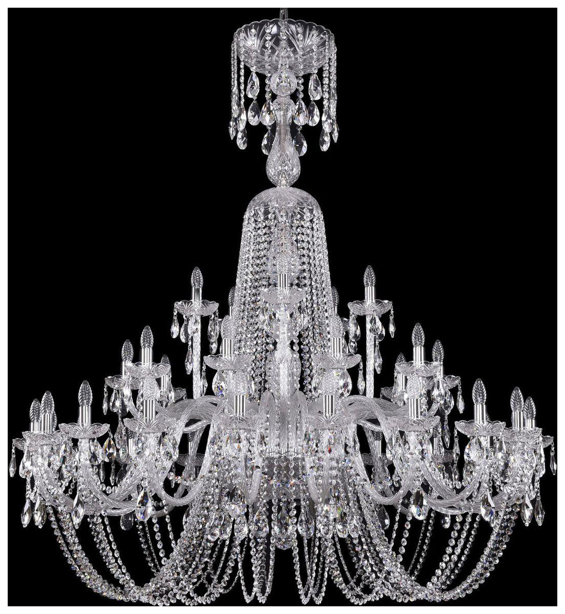 фото Люстра подвесная bohemia ivele crystal 1402/20+10+5/530/xl-165/ni