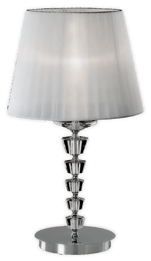 фото Настольная лампа ideal lux pegaso tl1 макс.1x60вт е27 хром/белый метал/органза/хру059259