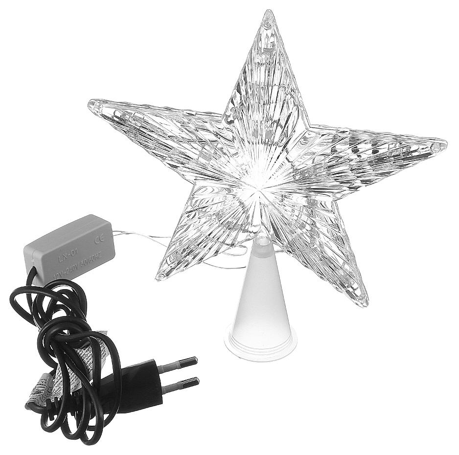 

Верхушка на ель B&H Звезда 30 Led 1-46858 24 см прозрачный, Звезда 30 Led