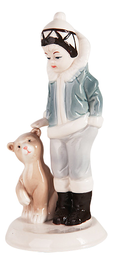 фото Керамическая рождественская фигурка девочка с медведем 18,5 см snowmen е92355