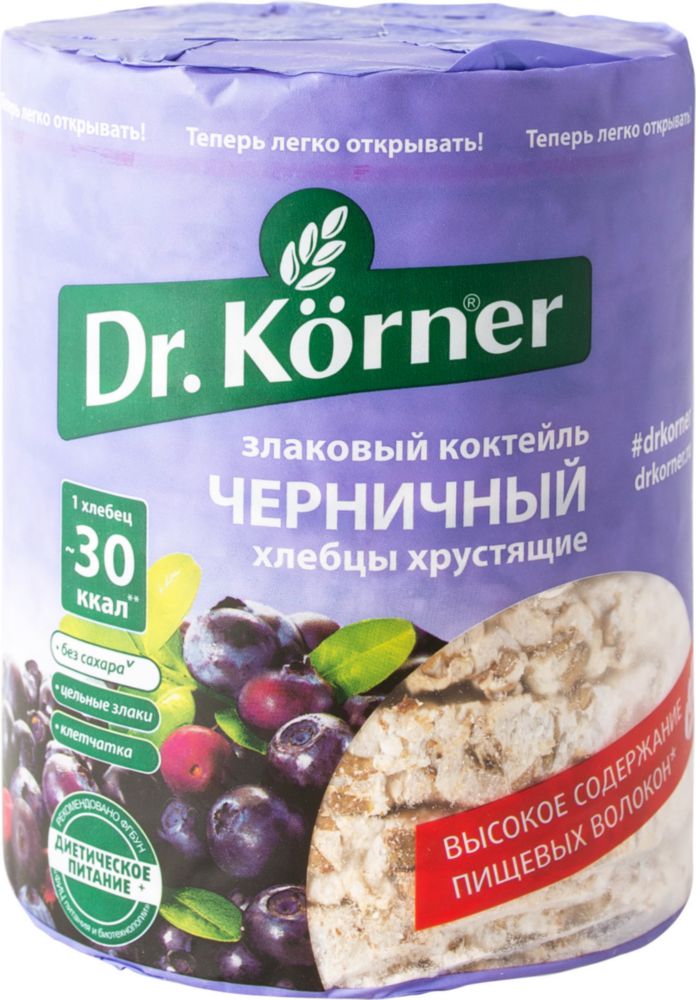 фото Хлебцы хрустящие dr.kоrner злаковый коктейль черничный 100 г dr.korner