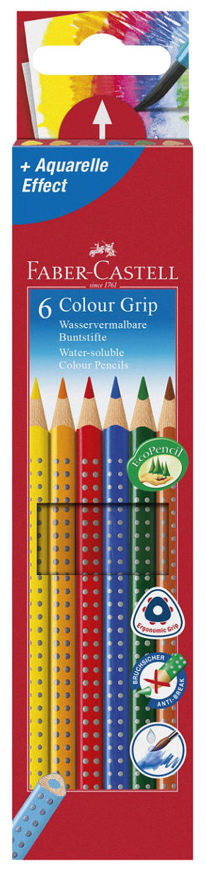 

Цветные карандаши Faber-Castell GRIP 2001, 6 шт, Желтый;оранжевый;красный;синий;зеленый;коричневый, GRIP 2001 6 шт