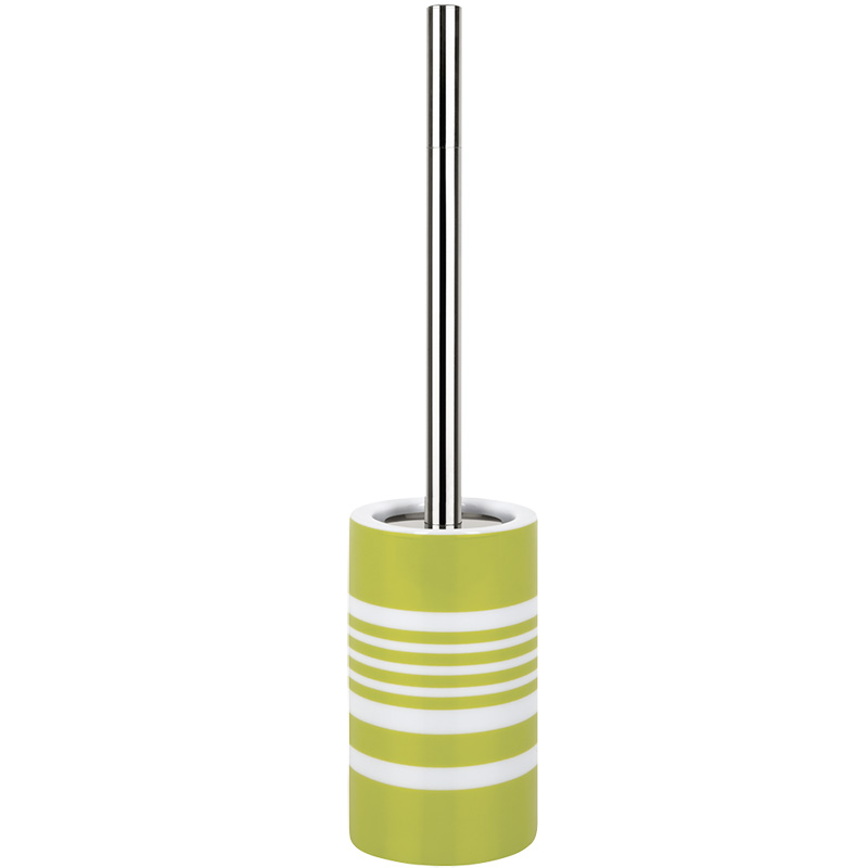 фото Ерш для унитаза spirella tube-stripes, фарфор, зеленая полоска