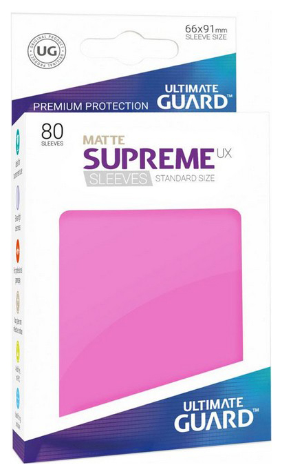 Протекторы Ultimate Guard матовые розовые Supreme UX Sleeves Standard Size Matte Pink