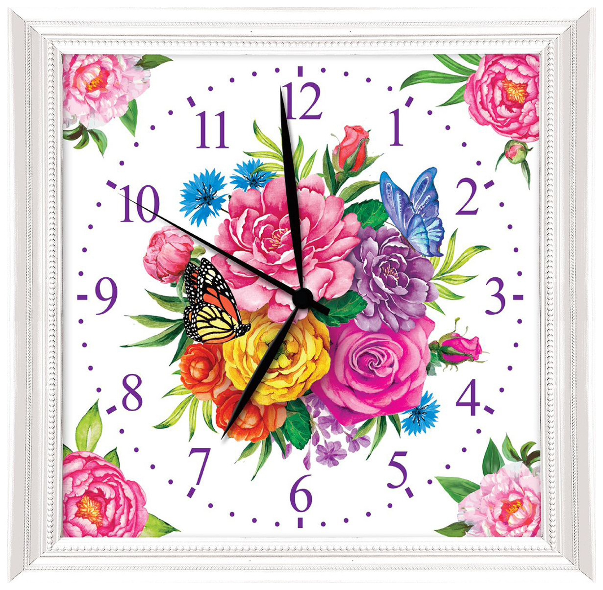 фото Роспись часов по номерам "цветы", 30 х 30 см арт узор