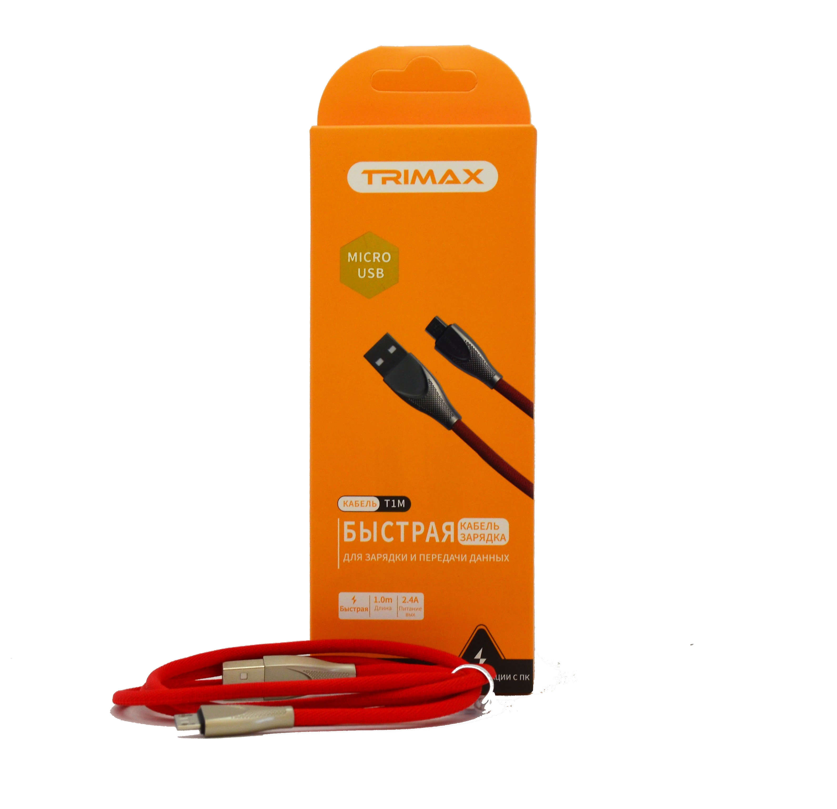 фото Кабель trimax micro-usb t1m 1m red