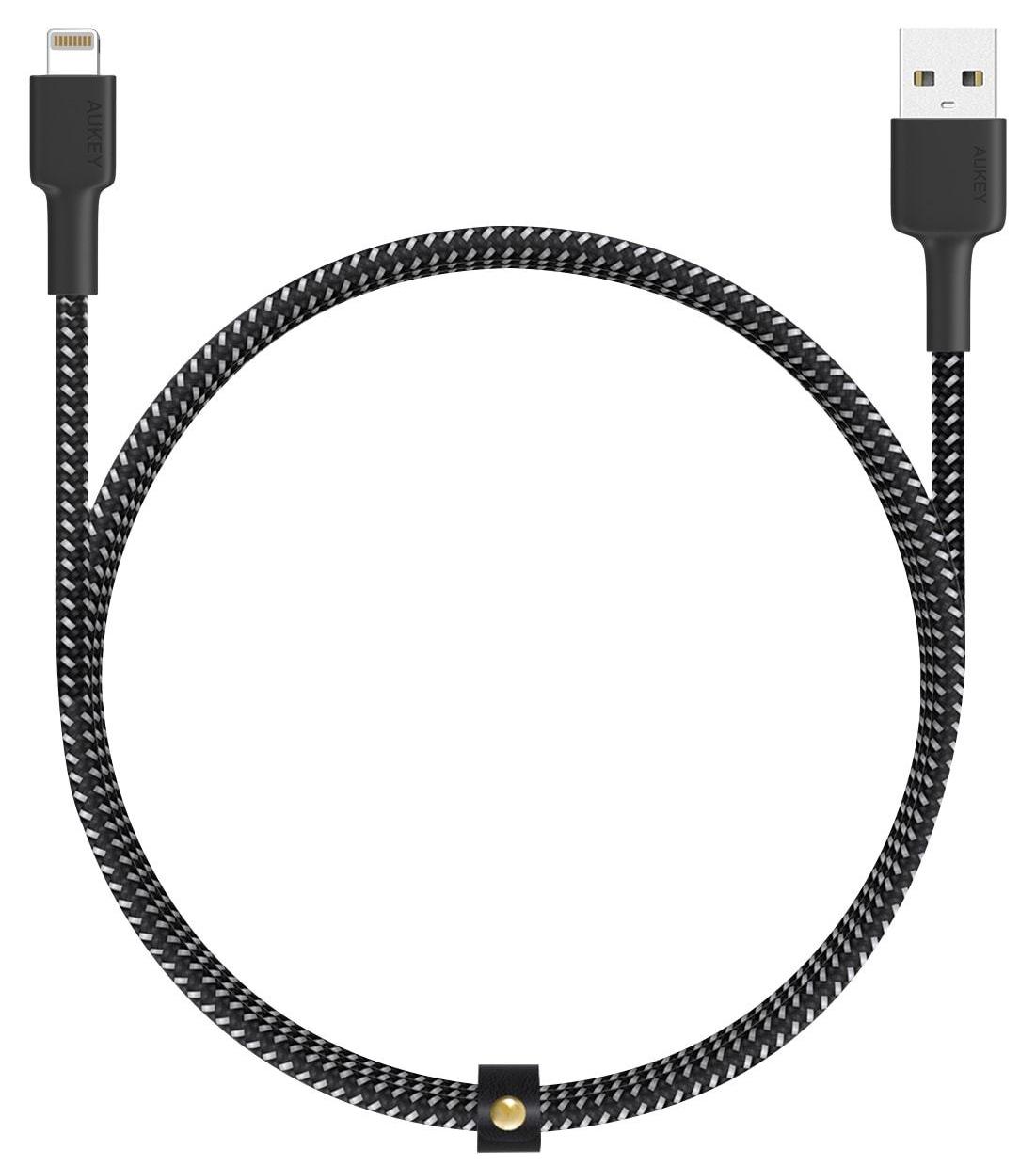 фото Кабель-переходник aukey usb to lightning 2m black/white (cb-bal4)