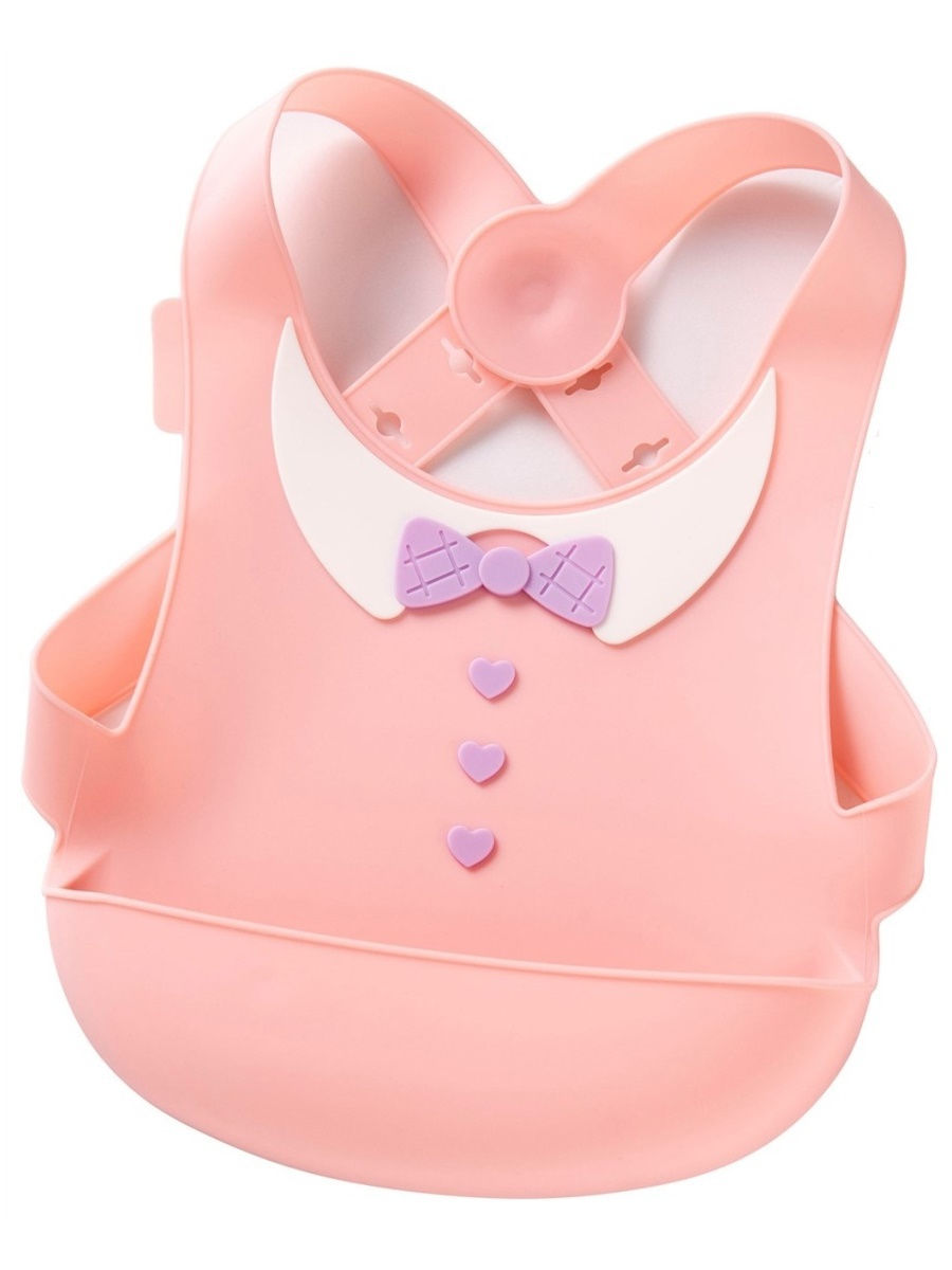 Нагрудник силиконовый с застежкой на спине Little Angel розовый нагрудник силиконовый на кнопках с карманом зайка белый розовый