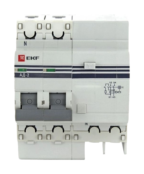 Дифференциальный автомат АД-2 16А/ 30мА (хар. C, AC, электронный, защита 270В) 4,5кА EKF