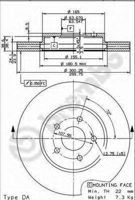 фото Тормозной диск brembo 09866511