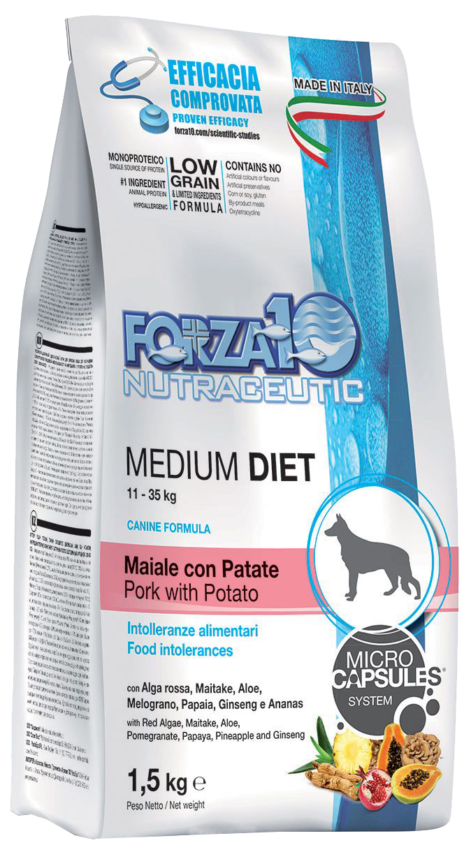 фото Сухой корм для собак forza10 diet medium, свинина, картофель, рис, 1.5кг