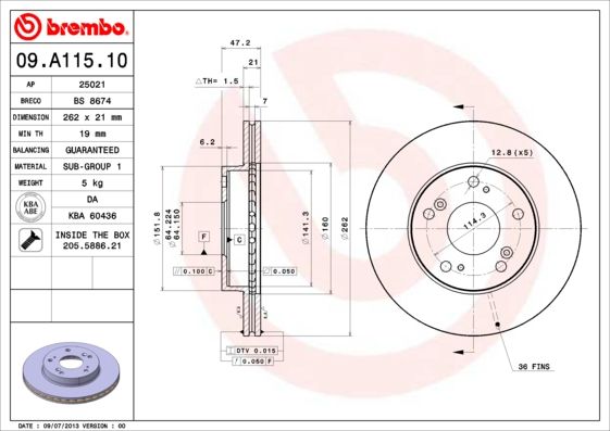 фото Тормозной диск brembo 09.a115.10