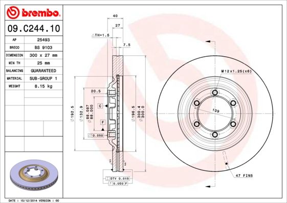 

Тормозной диск brembo 09.C244.10