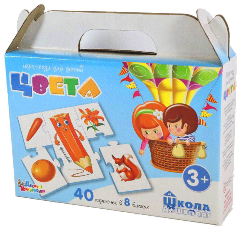 

Игра-пазл Школа дошколят - Цвета, 40 элементов Десятое Королевство