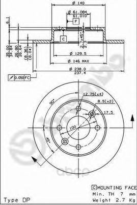 фото Тормозной диск brembo передний 08314714